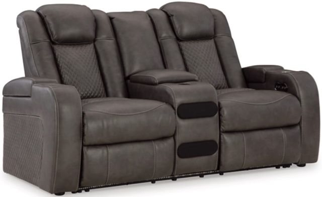 Signature Design by Ashley® Fyne-Dyme Shadow Power Reclining Loveseat with Console-0