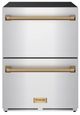 Thor Kitchen® Gordon Ramsay 24" 5.4 Cu. Ft. Stainless Steel Under-Counter Outdoor Freestanding Freezer Drawer with Bronze Handle-0