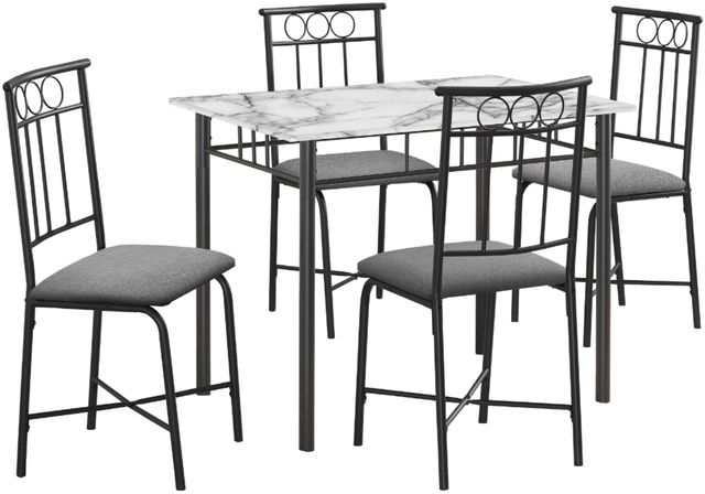 Monarch Specialties Inc. 5-Piece Black/White Dining Set-0