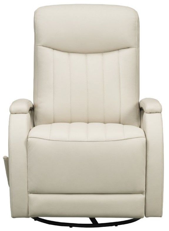 BarcaLounger® Braxton Troy Cream Leather Manual Swivel Glider Recliner-3