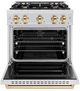 ZLINE Classic Autograph Edition 30" Satin Stainless Steel Pro Style Gas Range with Polished Gold Accents-1