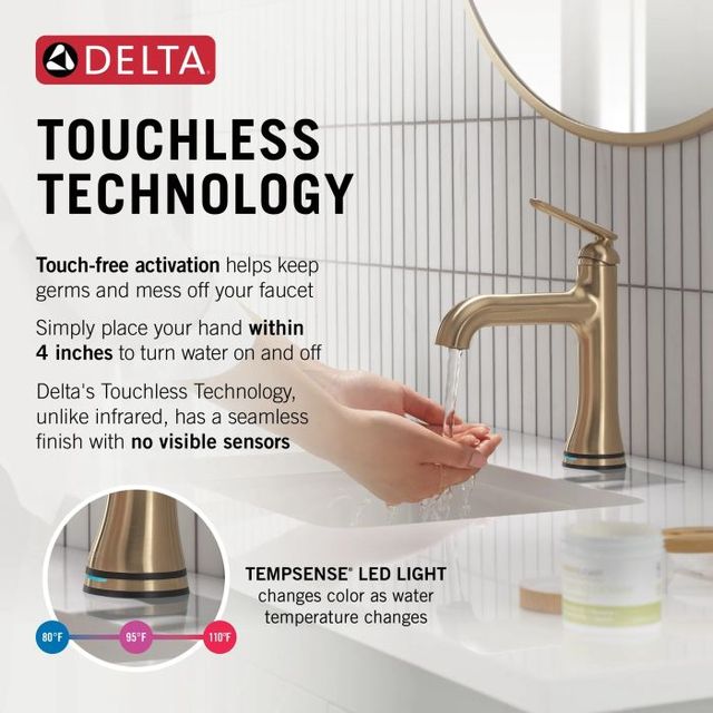 Delta Bonacci™ Champagne Bronze Single Handle Bathroom Faucet with Touch20 with Touchless Technology-4