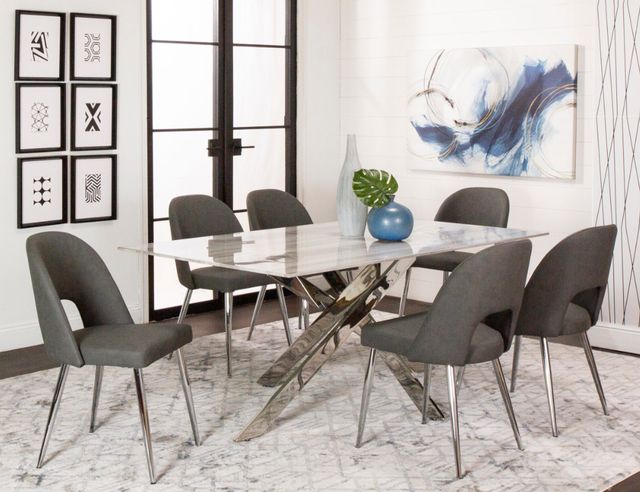 Cramco Aldo Glass Top Dining Table with Chrome Base-1