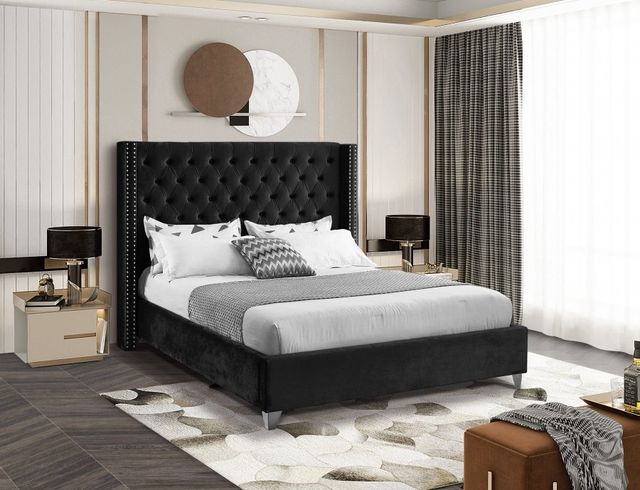 Meridian Furniture Aiden Black Velvet King Bed-3