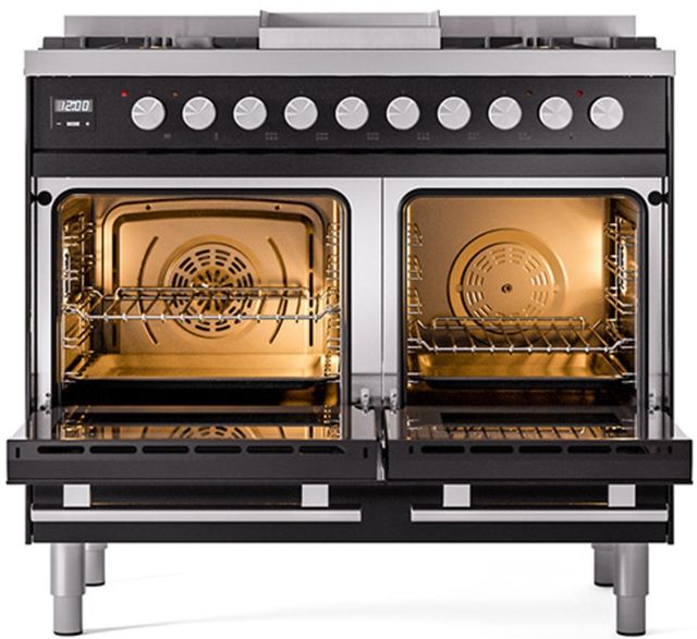 Ilve® Professional Plus II 40" Glossy Black Pro Style Dual Fuel Range-1