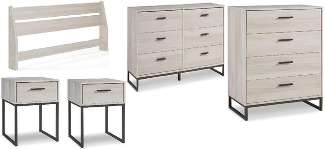 Signature Design by Ashley® Socalle 5-Piece Natural Full Youth Panel Headboard Bed Set-0