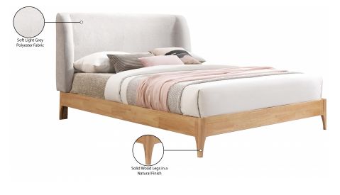 Meridian Furniture Ventura Grey/Natural Upholstered Queen Panel Bed-3