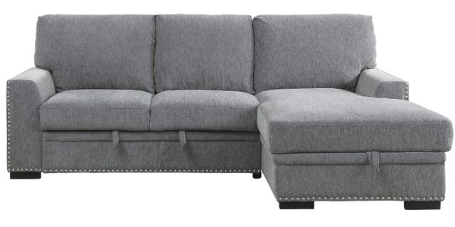 Homelegance® Morelia 2-Piece Gray Right Arm Facing Sectional with Pull-out Bed and Hidden Storage -2