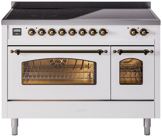 Ilve® Nostalgie II Series 48" White Pro Style Induction Range-0