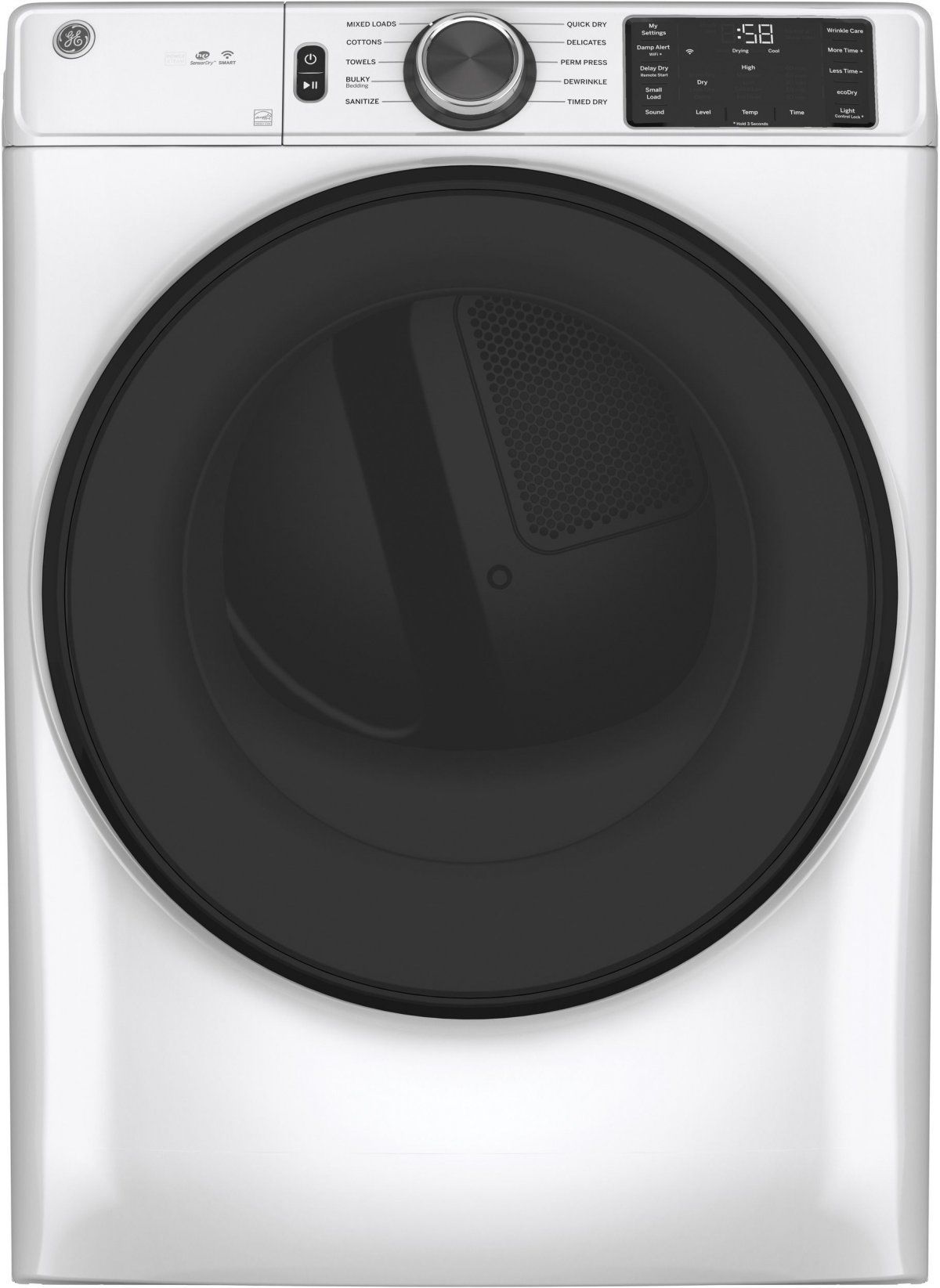 GE® 7.8 Cu. Ft. White Smart Front Load Electric Dryer