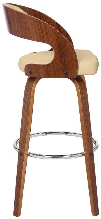 Armen Living Shelly 2-Piece Cream/Walnut Barstool Set-4
