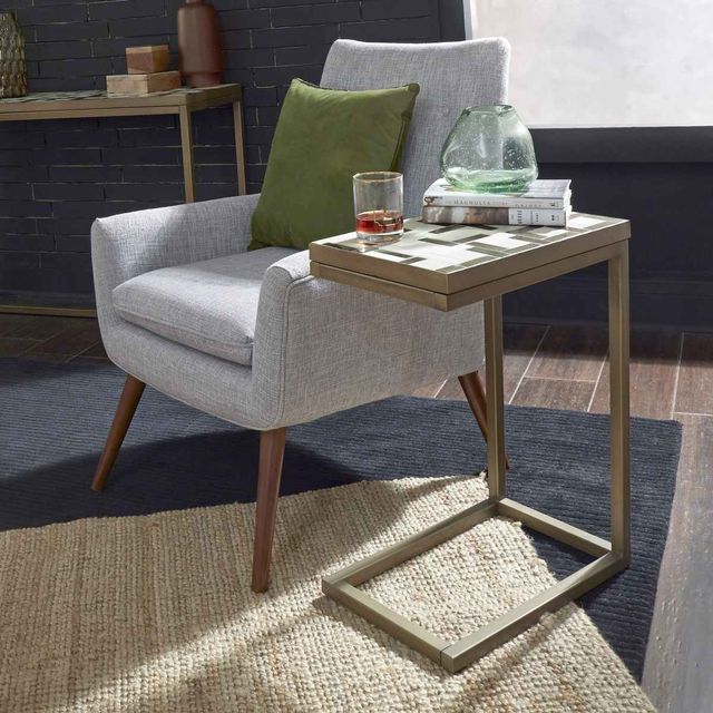homestyles® Geometric II Bronze C-Table with Cream Mosaic Tile Top-1