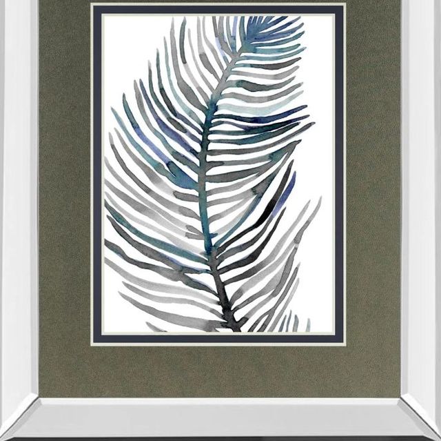 Classy Art Blue Feathered Palm III by Emma Scarvey Mirror Framed Wall Art-1
