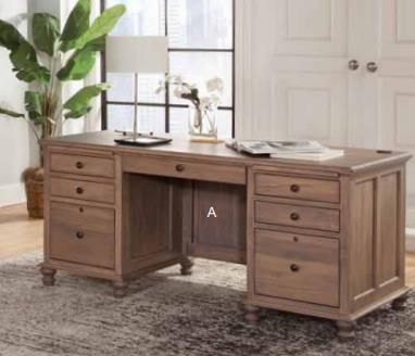 Urban Collections by Yutzy Woodworking Wrightsville Driftwood/Wormy Maple Double Pedestal Junior Executive Desk-1