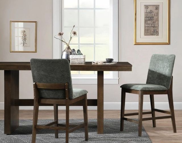 New Classic® Home Furnishings Kody 2-Piece Forest Green/Walnut Upholstered Counter Stool Set-1