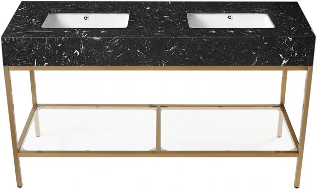Meridian Furniture Marmo Black/Brushed Brass 60" Bathroom Vanity-1