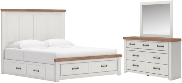 Benchcraft® Savonport 3-Piece Brown/White King Panel Storage Bedroom Set-0