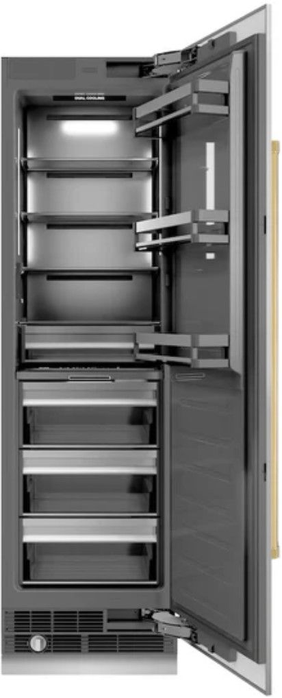 ZLINE Autograph Edition 24" 12.5 Cu. Ft. Stainless Steel Column Refrigerator with Graphite Gray Interior and Polished Gold Accents-1
