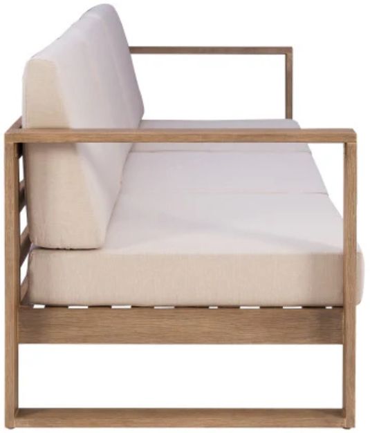 Linon Brinley Beige/Natural Brown Eucalyptus/Fabric Outdoor 3-Seater Sofa-4