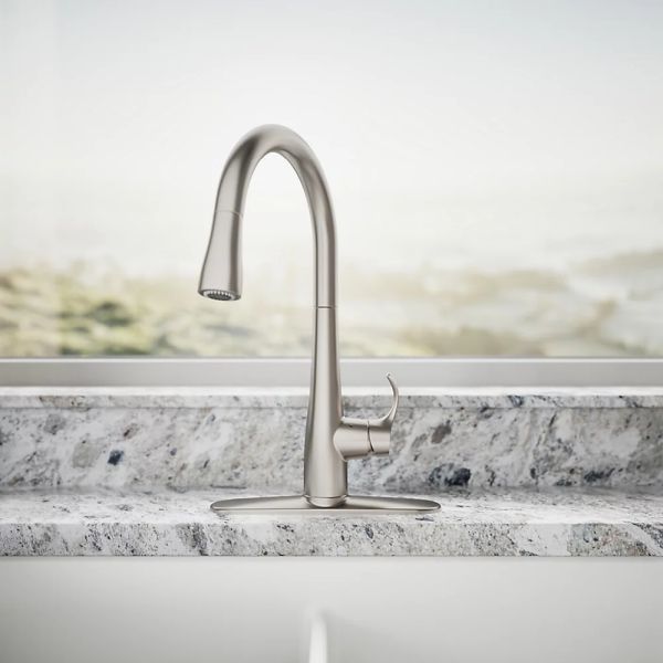 KOHLER® Simplice® Vibrant Stainless Touchless Kitchen Sink Faucet with 3-Function Sprayhead-3