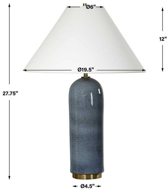 Uttermost® Mayetta Deep Blue Ceramic Table Lamp with Antique Brass Accents-3