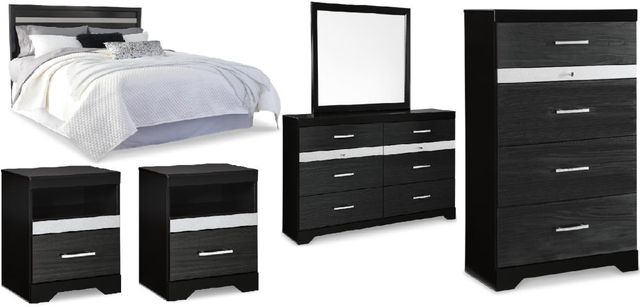 Signature Design by Ashley® Starberry 6-Piece Black Queen/Full Panel Bed Set-0