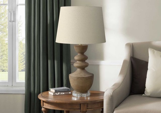 Monarch Specialties Inc. Brown Resin Table Lamp with Beige Shade-1