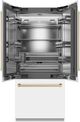 ZLINE Autograph Edition 36" 19.6 Cu. Ft. White Matte Built-In French Door Refrigerator with Champagne Bronze Accents-2