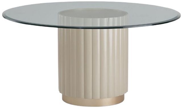 Michael Amini® Malibu Crest Glass Top Round Dining Table with Creamy Pearl Base-0