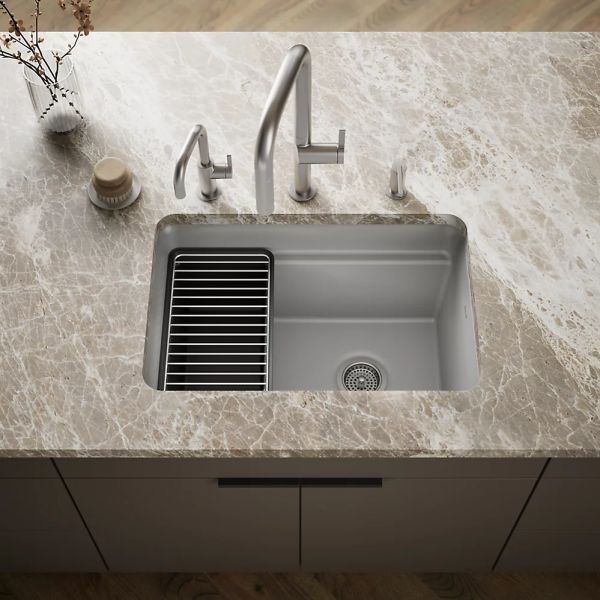 KOHLER® Cairn® Matte Gray 28" Undermount Single-Bowl Utility Sink-1