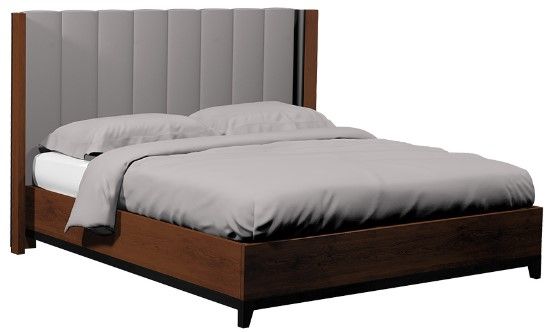 Country View Woodworking American Modern Brown Maple Vertical Panel Queen Platform Bed-0
