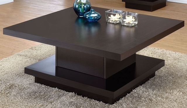 Coaster® Reston Cappuccino Pedestal Square Coffee Table-1