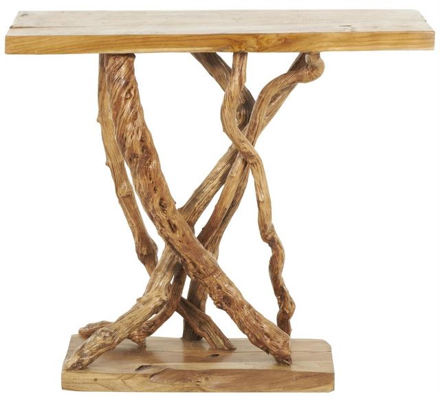 Deco Marche Brown Tree Branch Teak Console Table-1