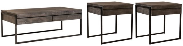 Liberty Furniture Gateway 3-Piece Weathered Gray Living Room Table Set-0