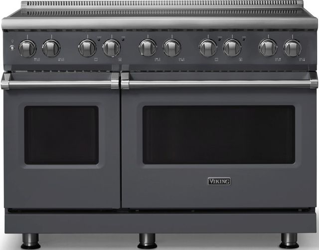 Viking® 5 Series 48" Cast Black Pro Style Induction Range with Polished Chrome Trim-0
