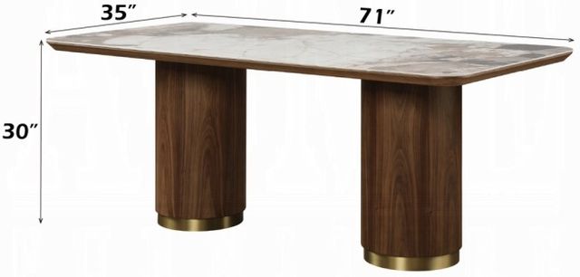 ACME Furniture Willene White Dining Table with Walnut Base-3