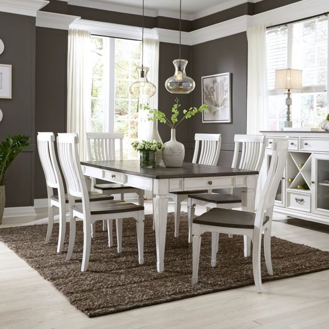 Liberty Furniture Allyson Park 7-Piece Charcoal/Wirebrushed White Rectangular Dining Table Set-1