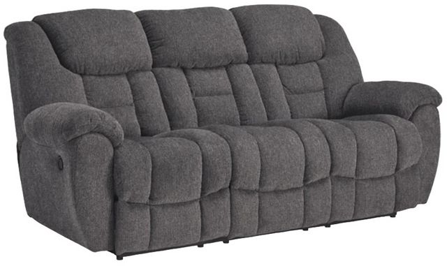 Signature Design by Ashley® Foreside Charcoal Manual Reclining Sofa-0