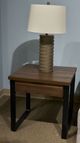 Signature Design by Ashley® Wickman Falls Dark Brown Square End Table with Gunmetal Base-1
