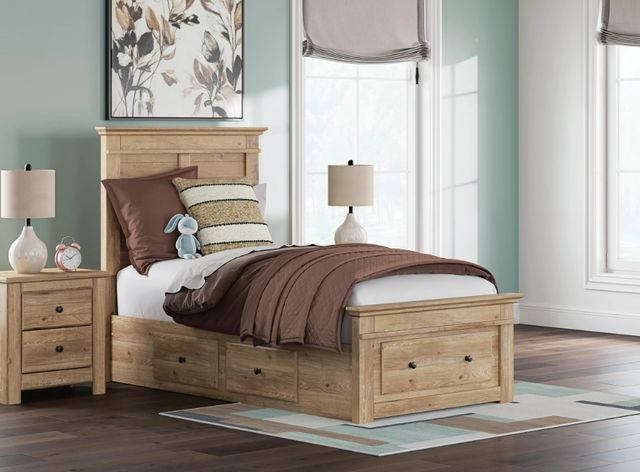 Signature Design by Ashley® Makidern Tan Twin Storage Panel Bed-1