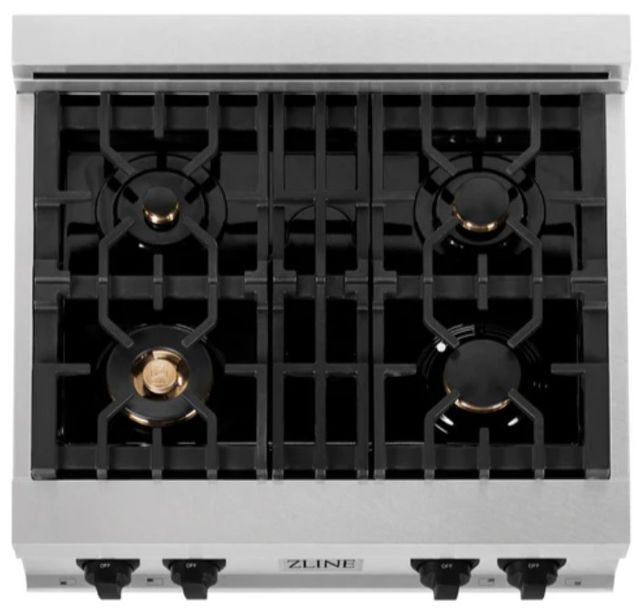 ZLINE Autograph Edition Legacy 30" Satin Stainless Steel Gas Rangetop with 4 Burners, Porcelain Cooktop and Matte Black Accents-2