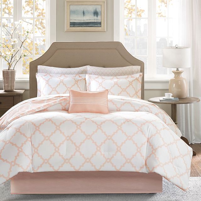 Olliix by Madison Park Essentials Peach Twin XL Merritt Reversible Complete Comforter and Cotton Sheet Set-3