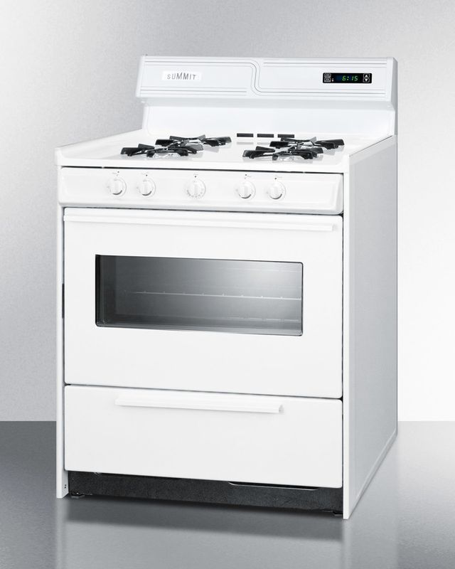 Summit® 30" White Freestanding Gas Range-2