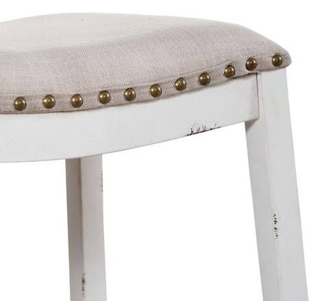 Liberty Furniture Vintage Antique White Backless Counter Stool-4