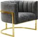 TOV Furniture Magnolia Slub Grey Chair with Gold Base-1