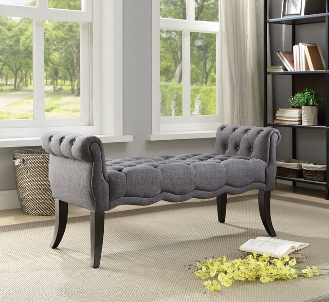 Linon Madison Charcoal Roll Arm Bench-3