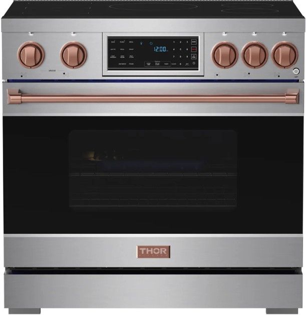 Thor Kitchen® Gordon Ramsay Collection 36" Stainless Steel Pro Style Induction Range with Tilt Panel Touch Control and Rose Gold Trim-0