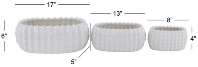 Deco Marche 3-Piece White Ceramic Rectangle Planter Set-3