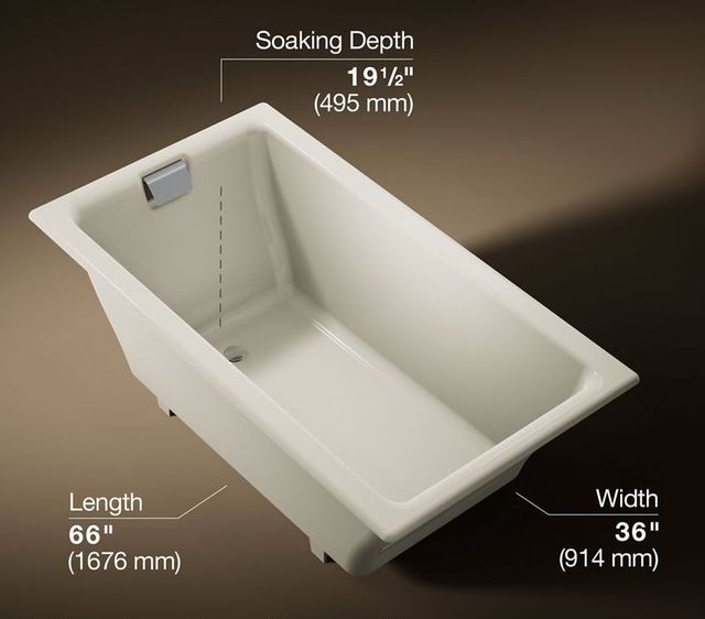 KOHLER® Tea-for-Two® Biscuit 66" x 36" Drop-In/Undermount Bath-3