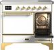 Ilve® Majestic III 40" White Pro Style Induction Range with Solid Door and Brass Trim-4